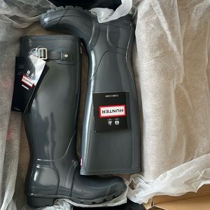Hunter boots original tall rain grey size 5